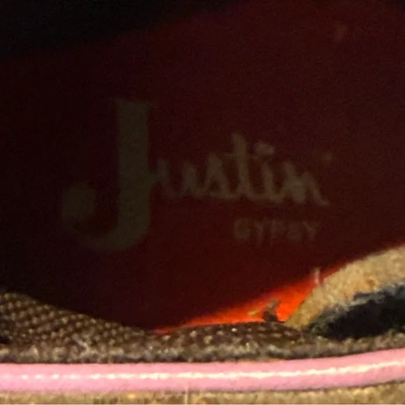 Justin Gypsy Brown Leather Embroidered Pull On Western Boot Size 8.5 B  L9903 - Picture 10 of 12